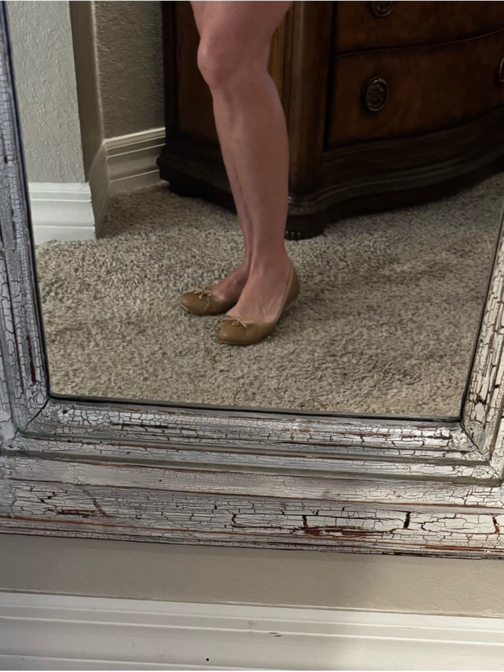 Tory Burch Caramel Leather Ballet Flats with Bow - Picture 8 of 8